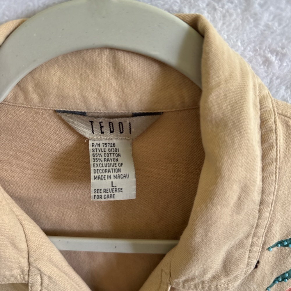 Teddi Beige Embroidered Button-Down Shirt - Picture 2 of 9